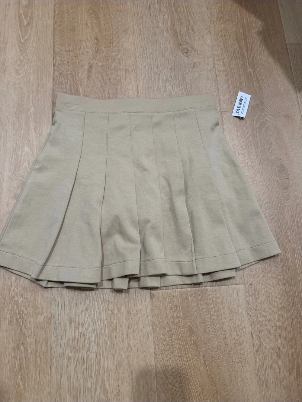 Old Navy Tan Pleated A-Line Uniform Skirt with built-in shorts